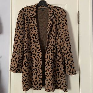 J. Crew Wool Leopard Print Sweater Jacket